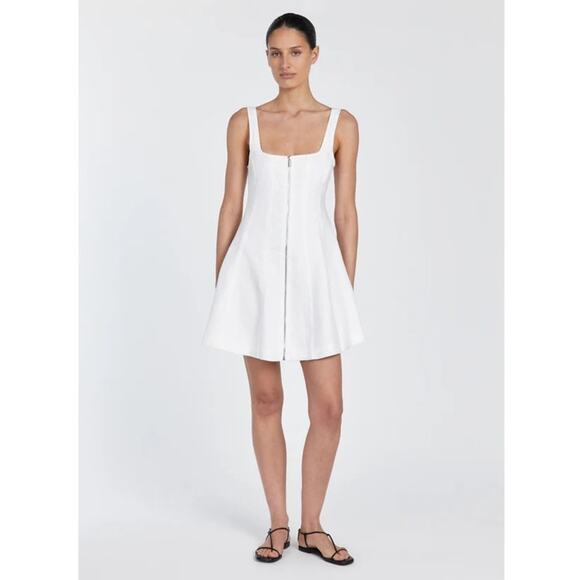 Dissh Harriet White Linen Mini Dress size US 6 - Picture 2 of 12